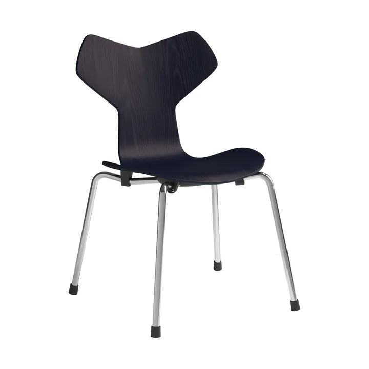 Grand Prix children's chair - Midnight blue painted ash-chrome - Fritz Hansen