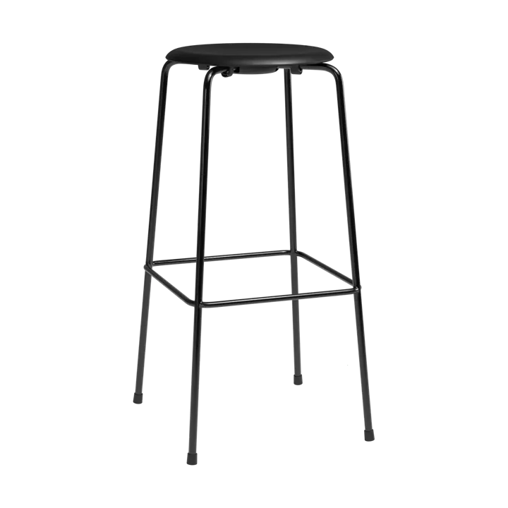 High Dot bar stool - Intense leather black-black steel - Fritz Hansen