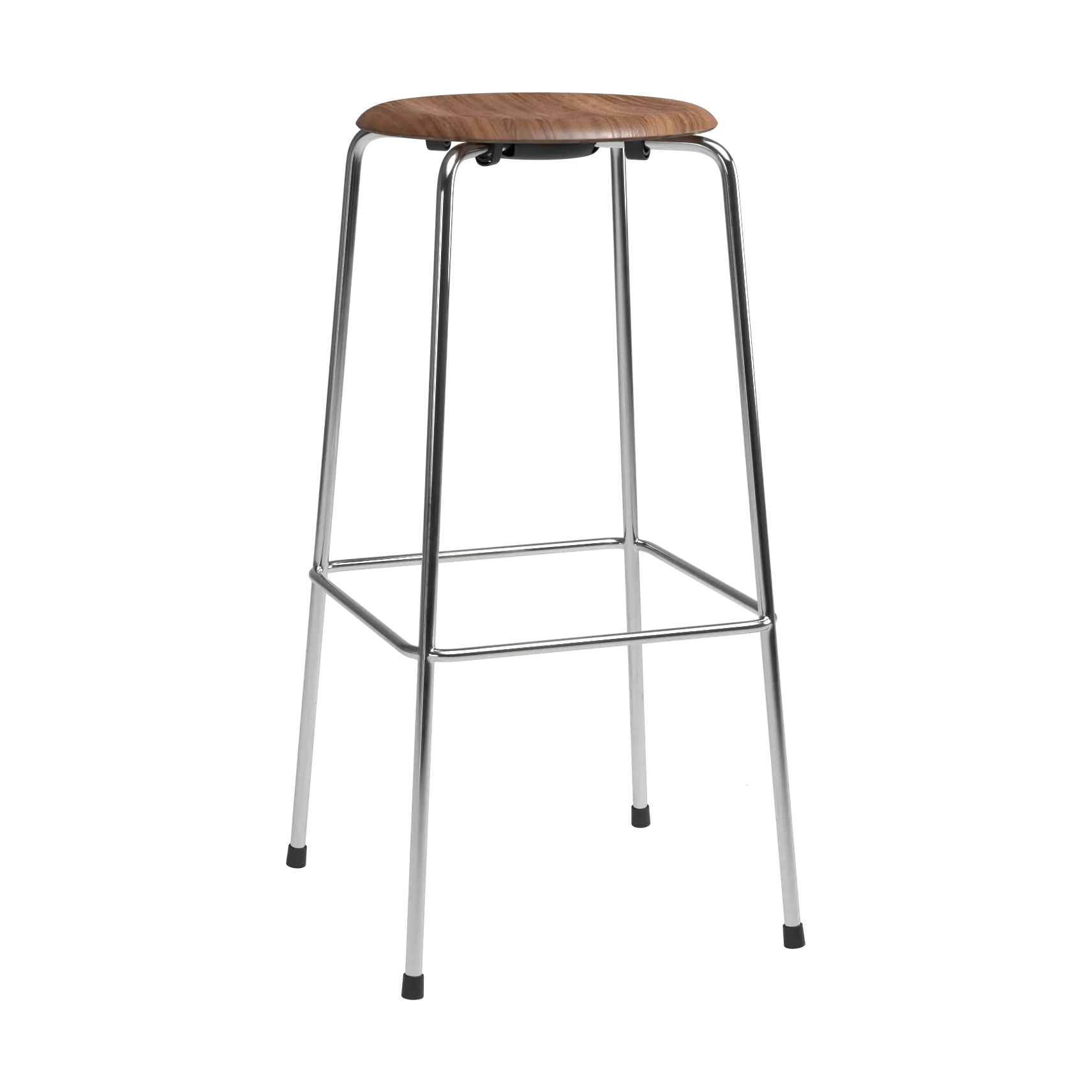 High Dot bar stool, Walnut-chrome Fritz Hansen