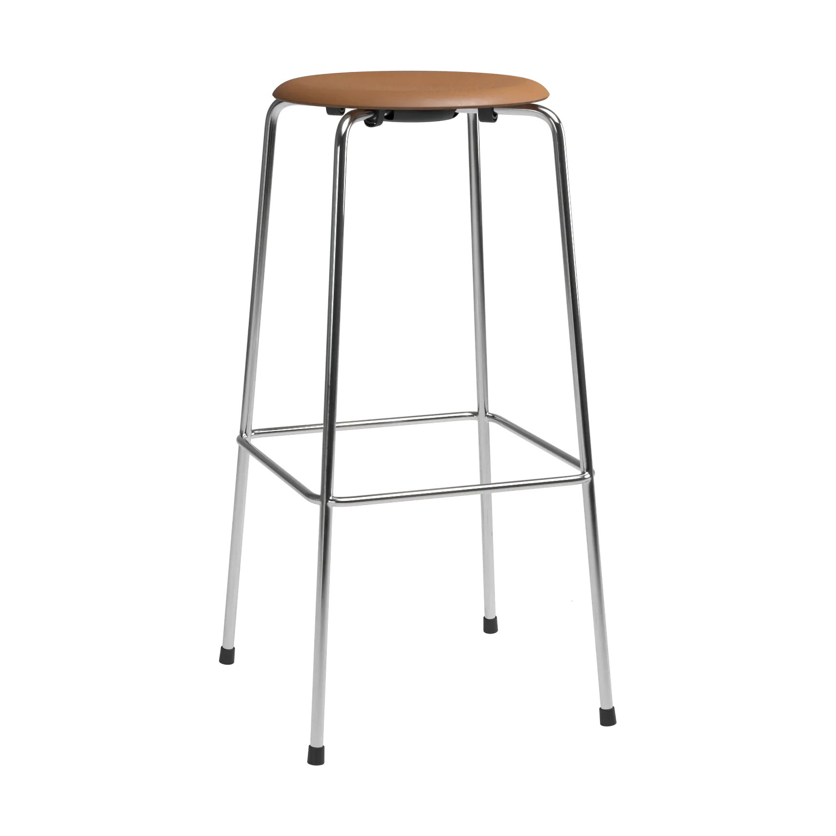 High Dot bar stool, Wild leather walnut-chrome Fritz Hansen