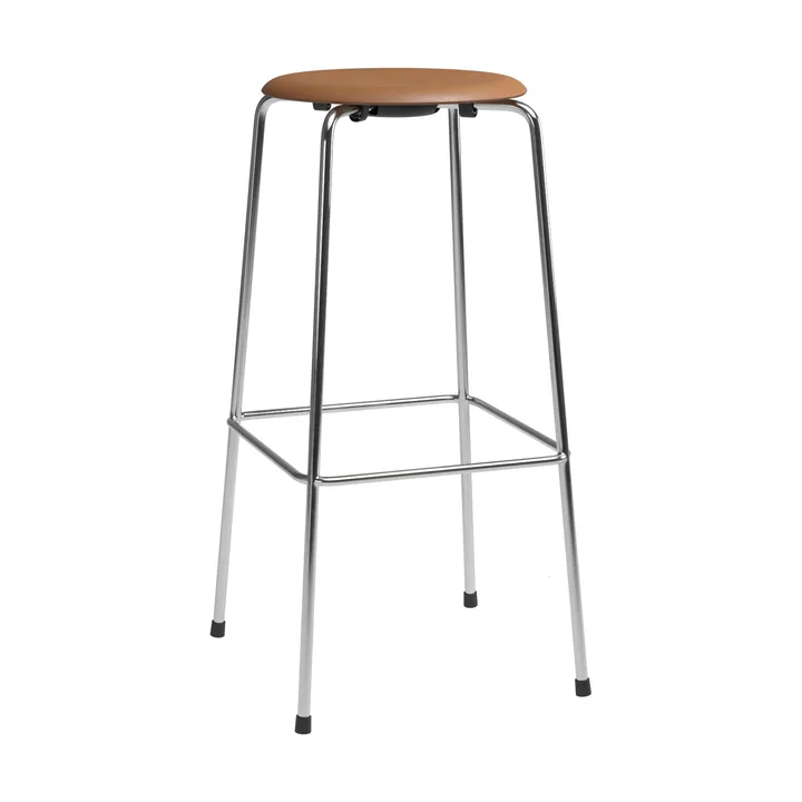 High Dot bar stool - Wild leather walnut-chrome - Fritz Hansen