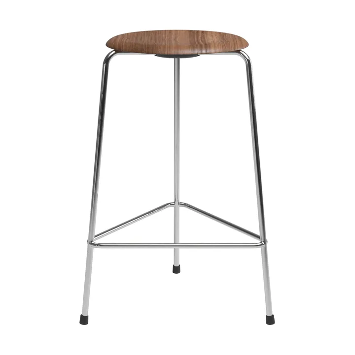 High Dot counter stool 3 legs - Walnut-chrome - Fritz Hansen
