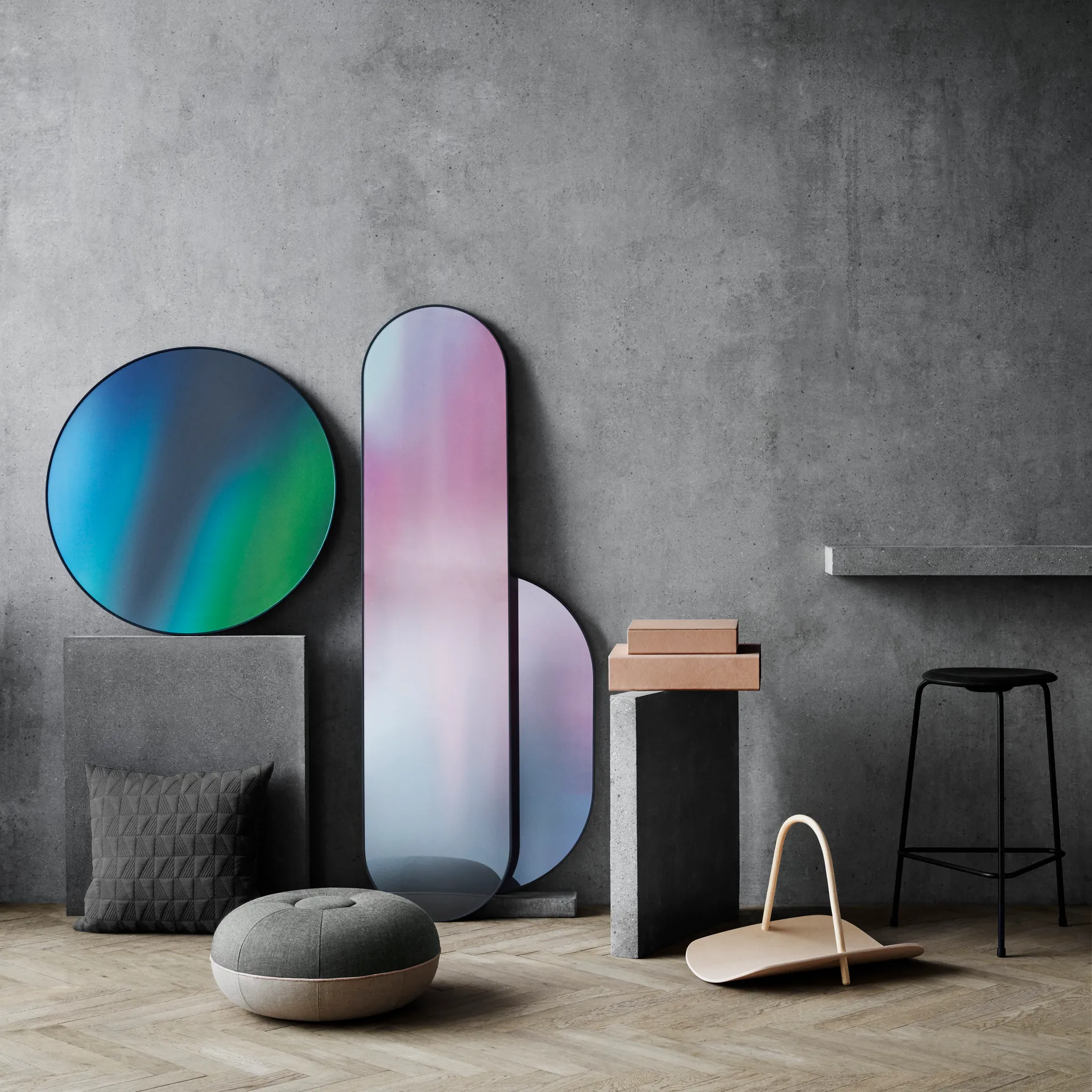 Studio Roso mirror round, Green Fritz Hansen