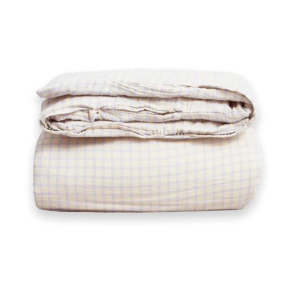 Gingham Sky Blue Muslin duvet cover double, 240x220 cm Garbo&Friends