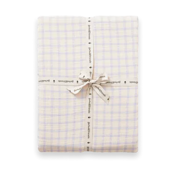 Gingham Sky Blue Muslin Fitted Sheet - 180x200x30 cm - Garbo&Friends