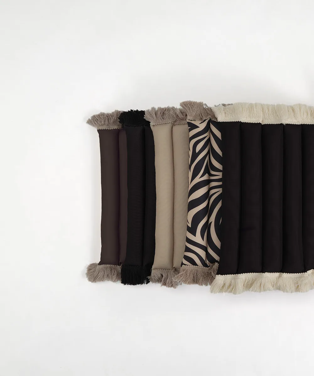Garden Glory cushion with fringes, Black, black fringe, 38x120 cm Garden Glory
