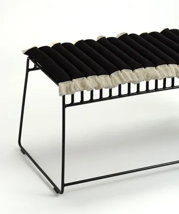 Garden Glory cushion with fringes - Black, off-white fringe, 38x120 cm - Garden Glory