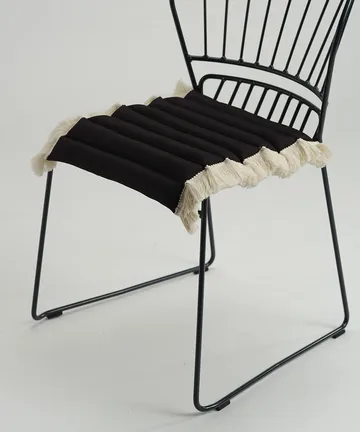 Garden Glory cushion with fringes - Black, off-white fringe, 38x40 cm - Garden Glory