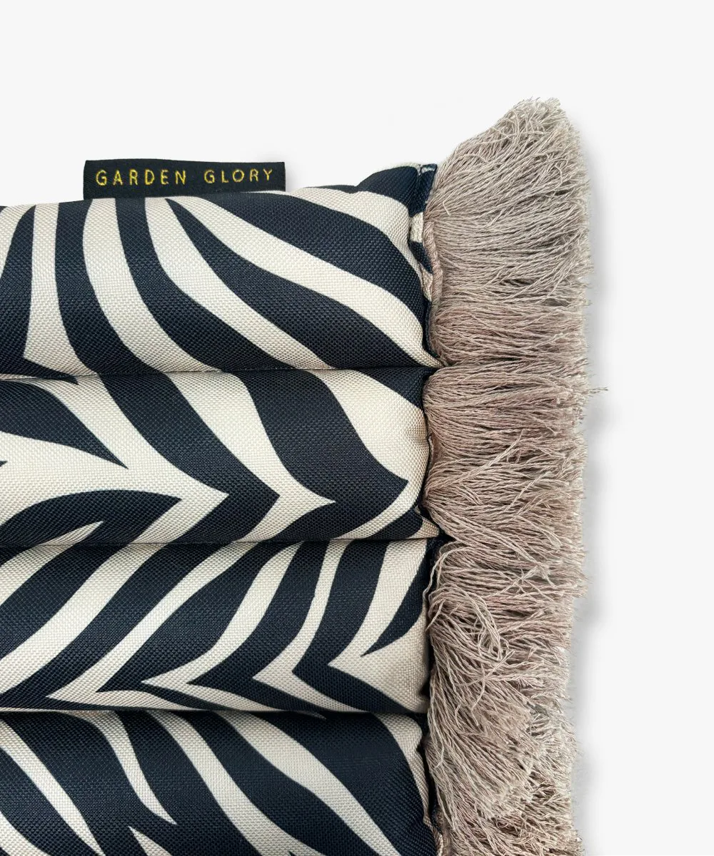 Garden Glory Outdoor seat cushion, Zebra fringe Garden Glory