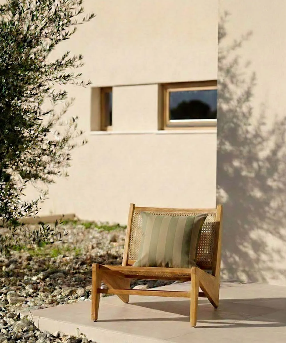Garden Glory striped cushion, Eucalyptus green-beige, 50x50 cm Garden Glory