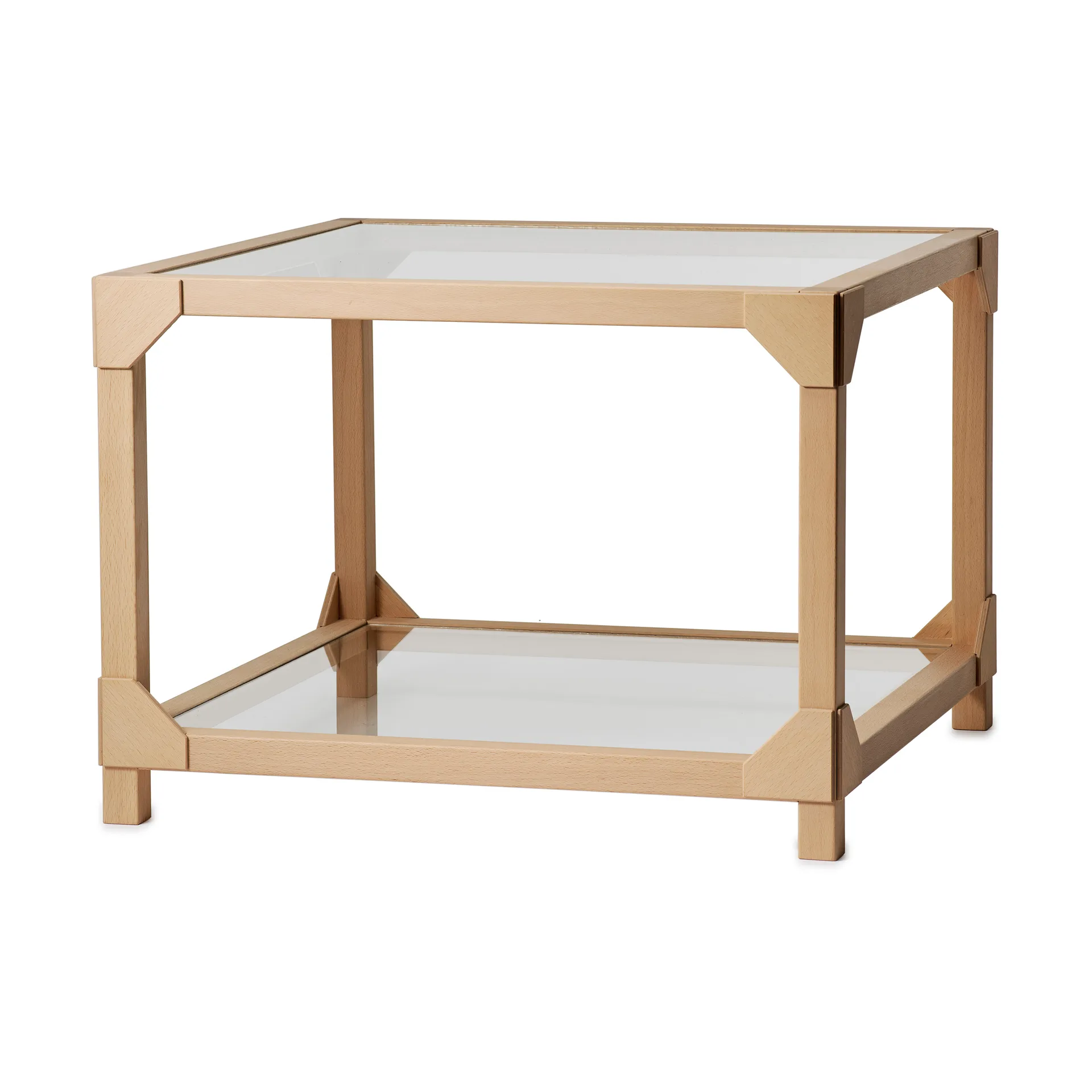 Bleck coffee table 55x55 cm glass, Beech-natural Gärsnäs