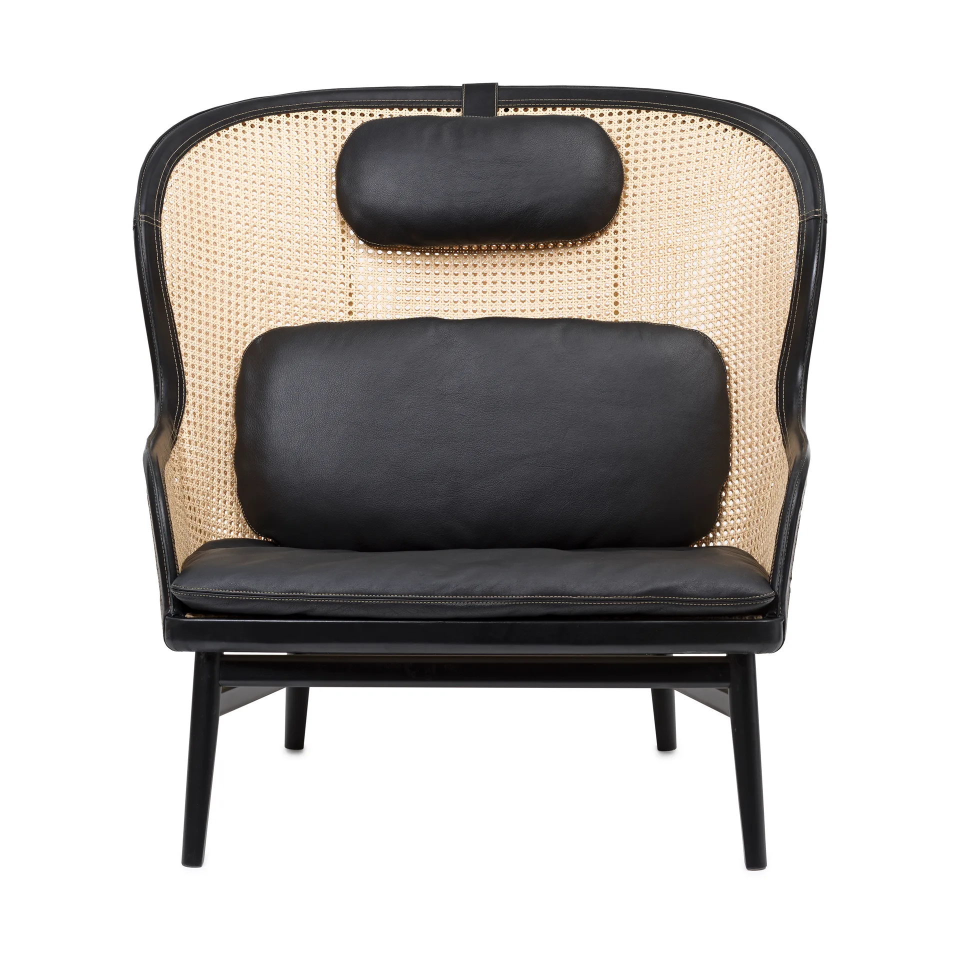 Dandy armchair, Beech-black stained-Tärnsjö leather black Gärsnäs