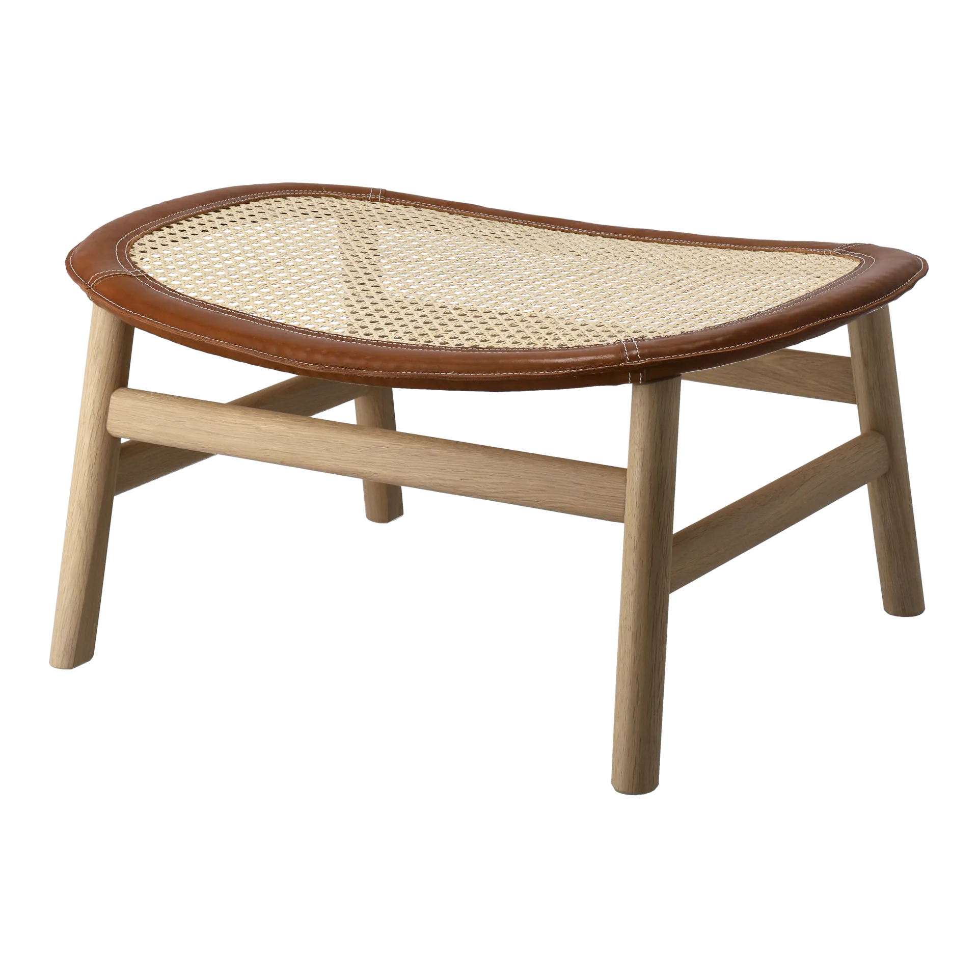 Dandy footstool, Oak-natural-Tärnsjö leather cognac Gärsnäs