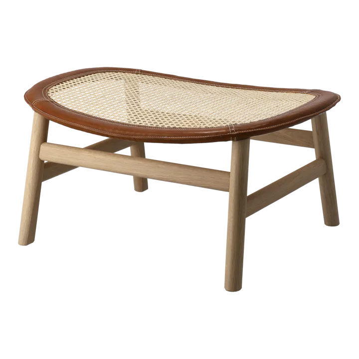 Dandy footstool - Oak-natural-Tärnsjö leather cognac - Gärsnäs