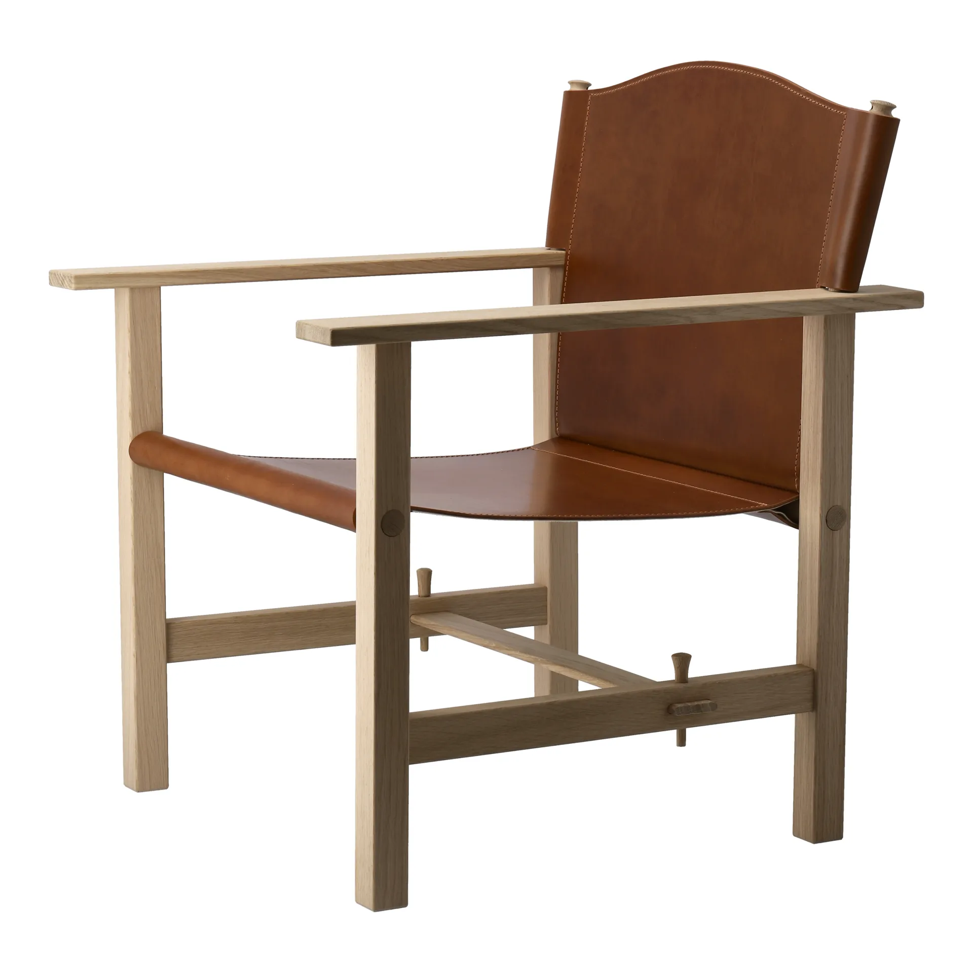 Ferdinand armchair, Oak-untreated-Tärnsjö leather cognac Gärsnäs