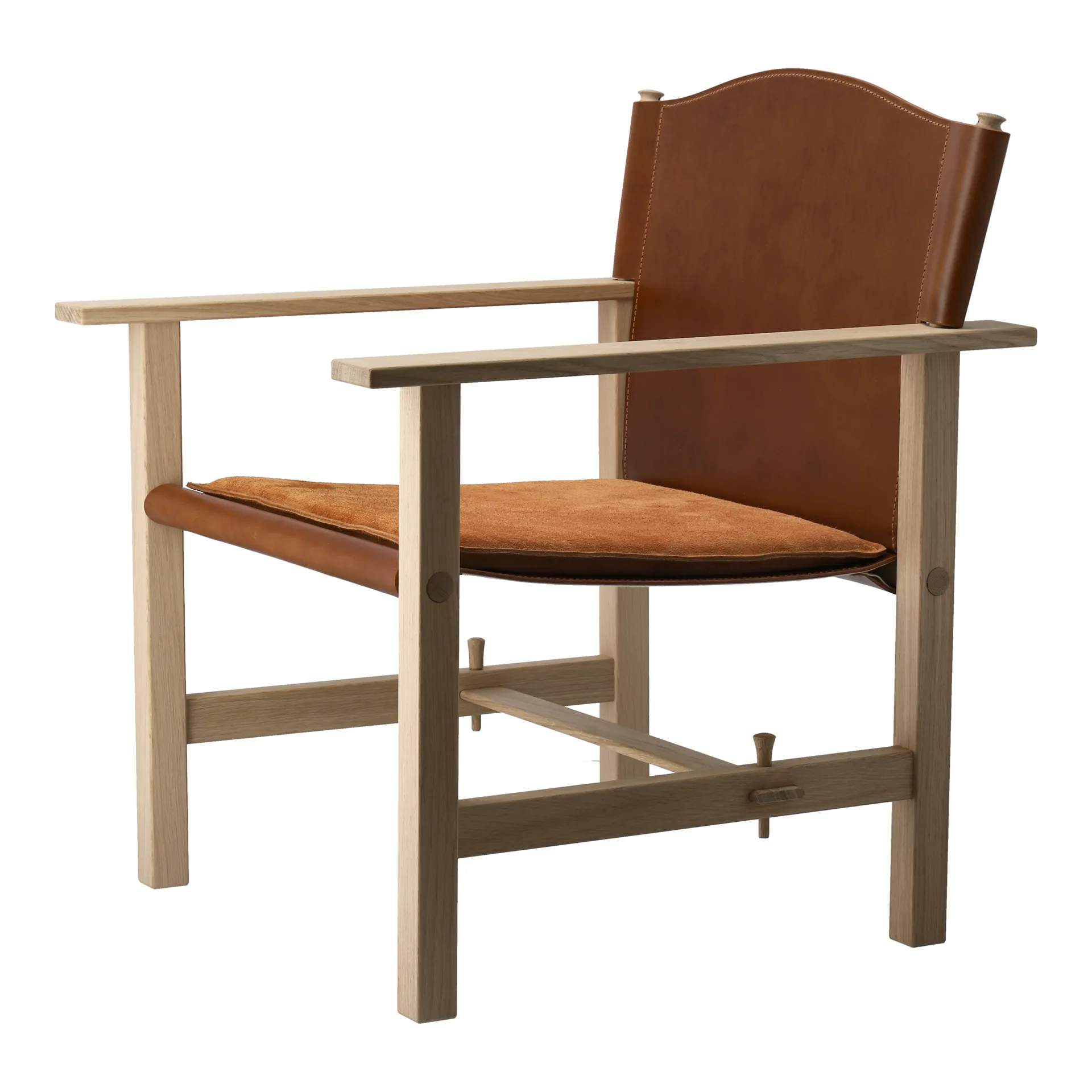Ferdinand armchair, Oak-untreated-Tärnsjö leather cognac Gärsnäs