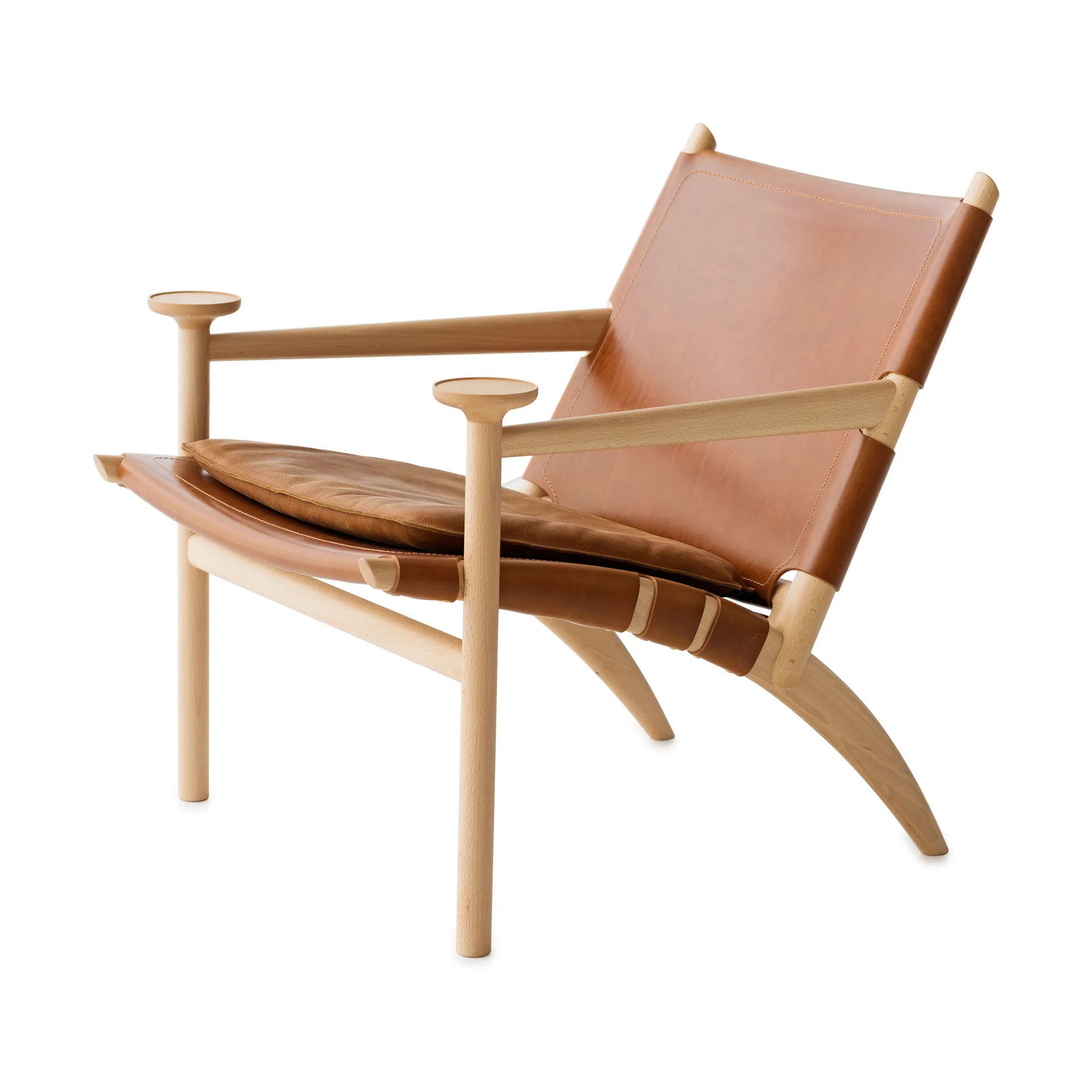 Hedwig armchair, Beech-white-Tärnsjö leather cognac Gärsnäs