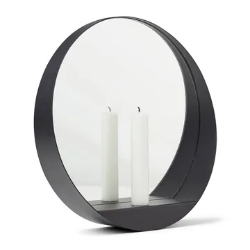 Glim mirror/candlestick Ø28 cm - Black - Gejst