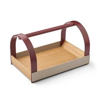 Kydo tray with handles 40.5x27x23.5 cm - Oak-grey burgundy - Gejst