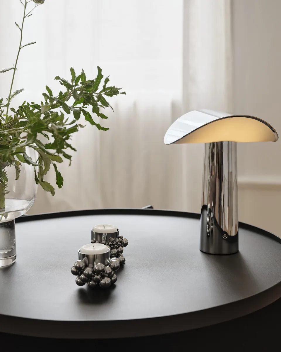 Lium portable table lamp 22.5 cm, Chrome Gejst