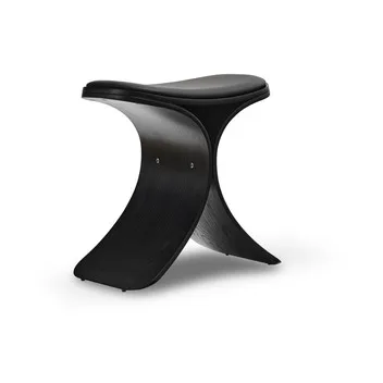 Luno stool 48x28x72 cm - Black oak-black leather - Gejst