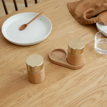 Sina salt and pepper mill 6 cm - Oak-brass - Gejst