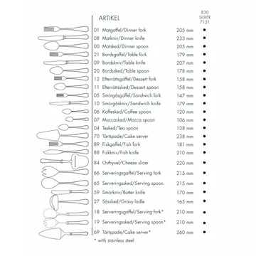 Svensk fork silver - 20.5 cm - Gense