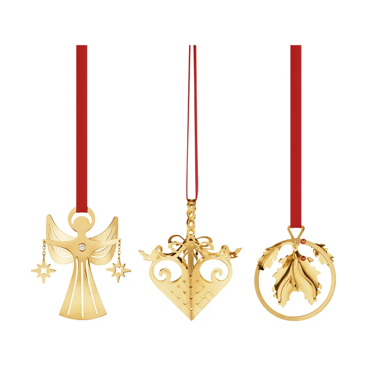 2026 Christmas mobile set miniature - Gold, 3 pieces - Georg Jensen