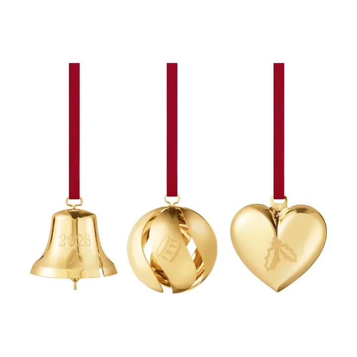 2026 ornament set - Gold, 3 pieces - Georg Jensen
