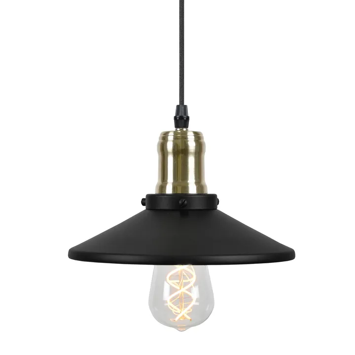 Disc pendant lamp mini - Matte black-brushed brass - Globen Lighting