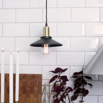 Disc pendant lamp mini - Matte black-brushed brass - Globen Lighting