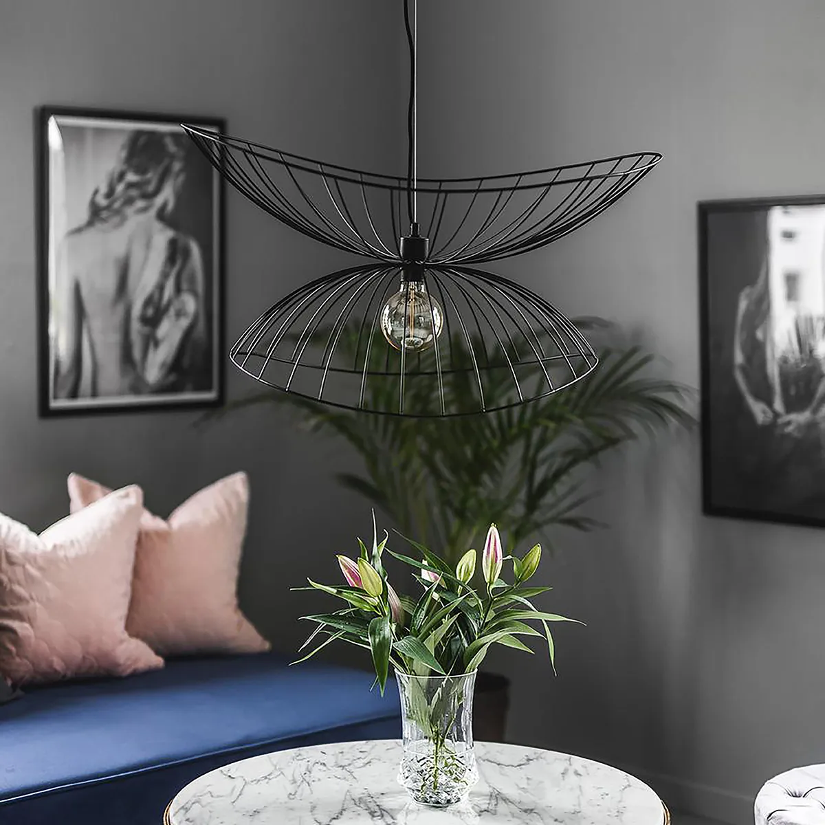 Ray ceiling lamp Ø70 cm, black Globen Lighting