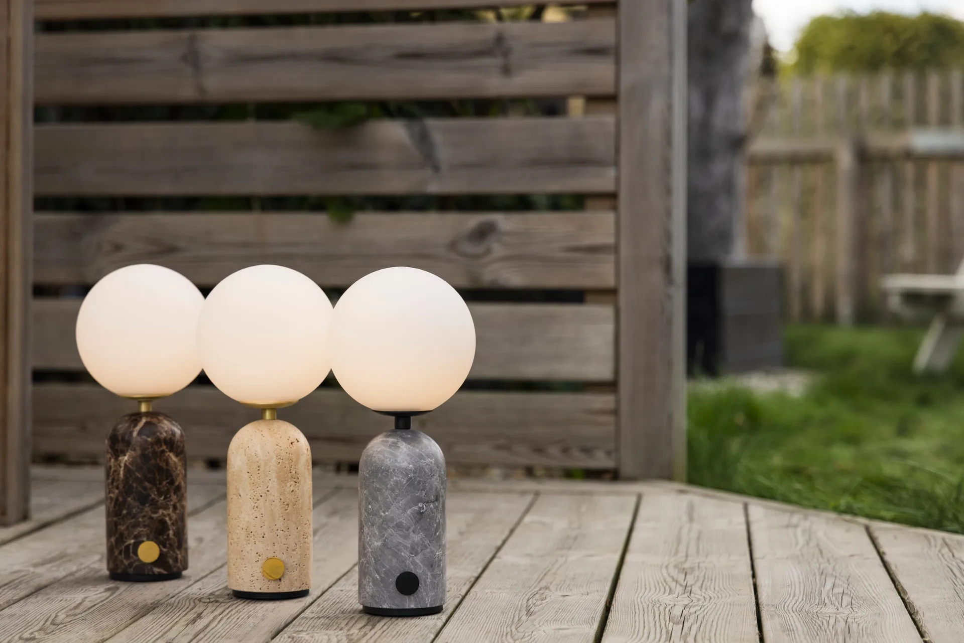 Torrano portable table lamp, Beige travertine Globen Lighting