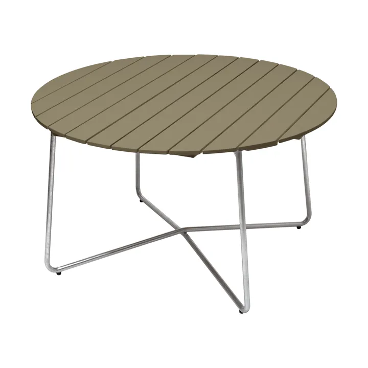 9A dining table - Light green oak-hot-dip galvanized stand Ø120 cm - Grythyttan Stålmöbler