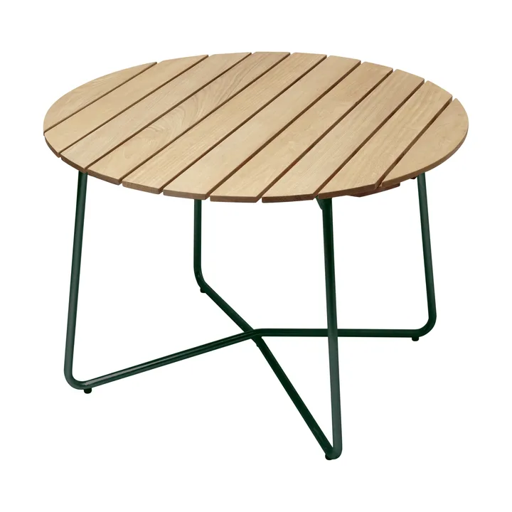 9A dining table - Oiled pine-green, Ø100 cm - Grythyttan Stålmöbler