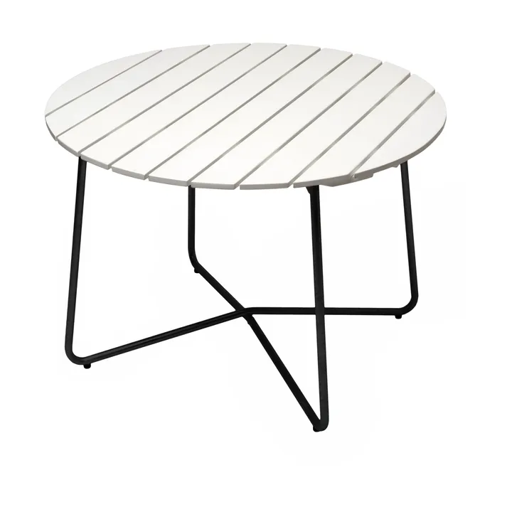 9A dining table - White lacquered oak-black, Ø100 cm - Grythyttan Stålmöbler