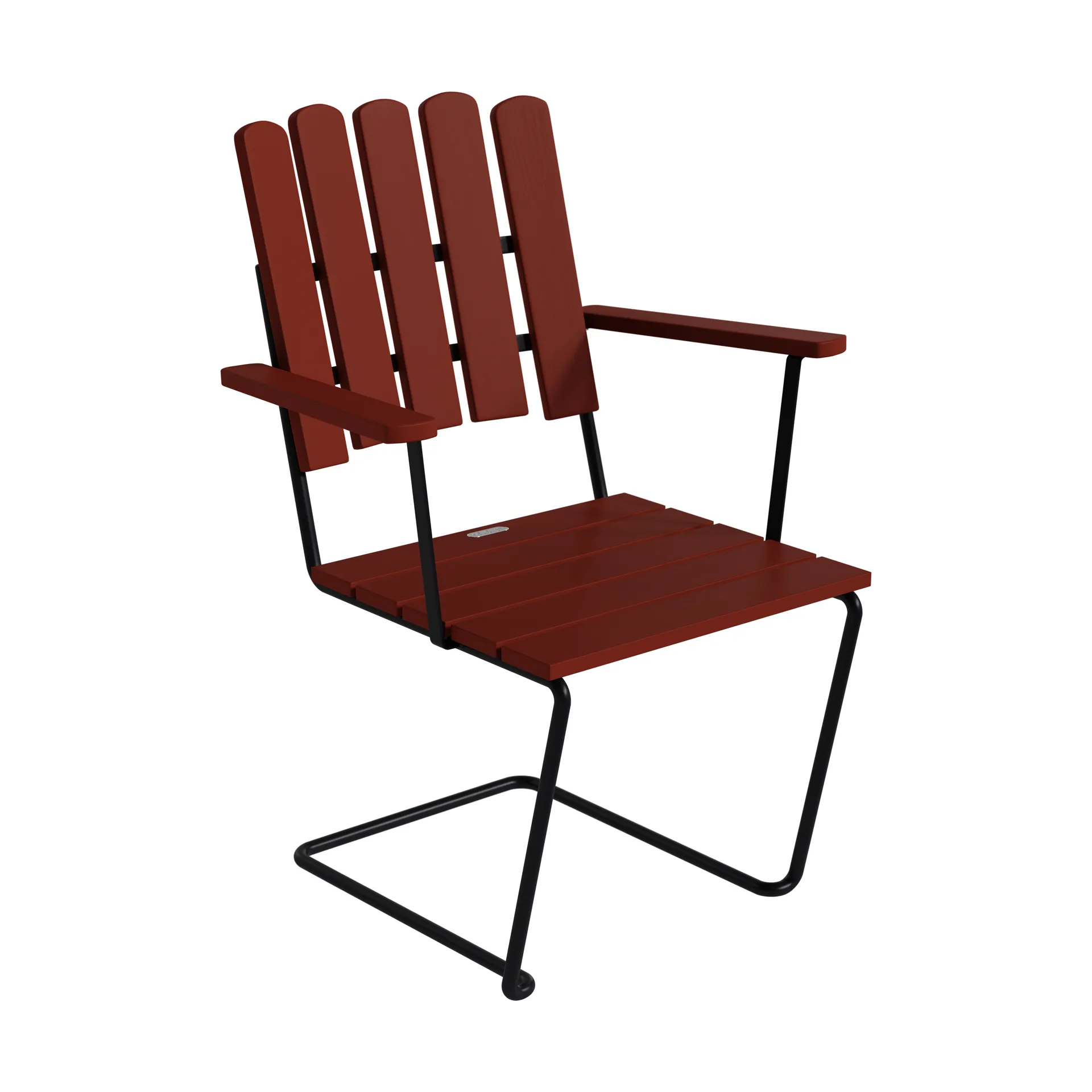A2 armchair, Dark red lacquered oak–black steel frame Grythyttan Stålmöbler
