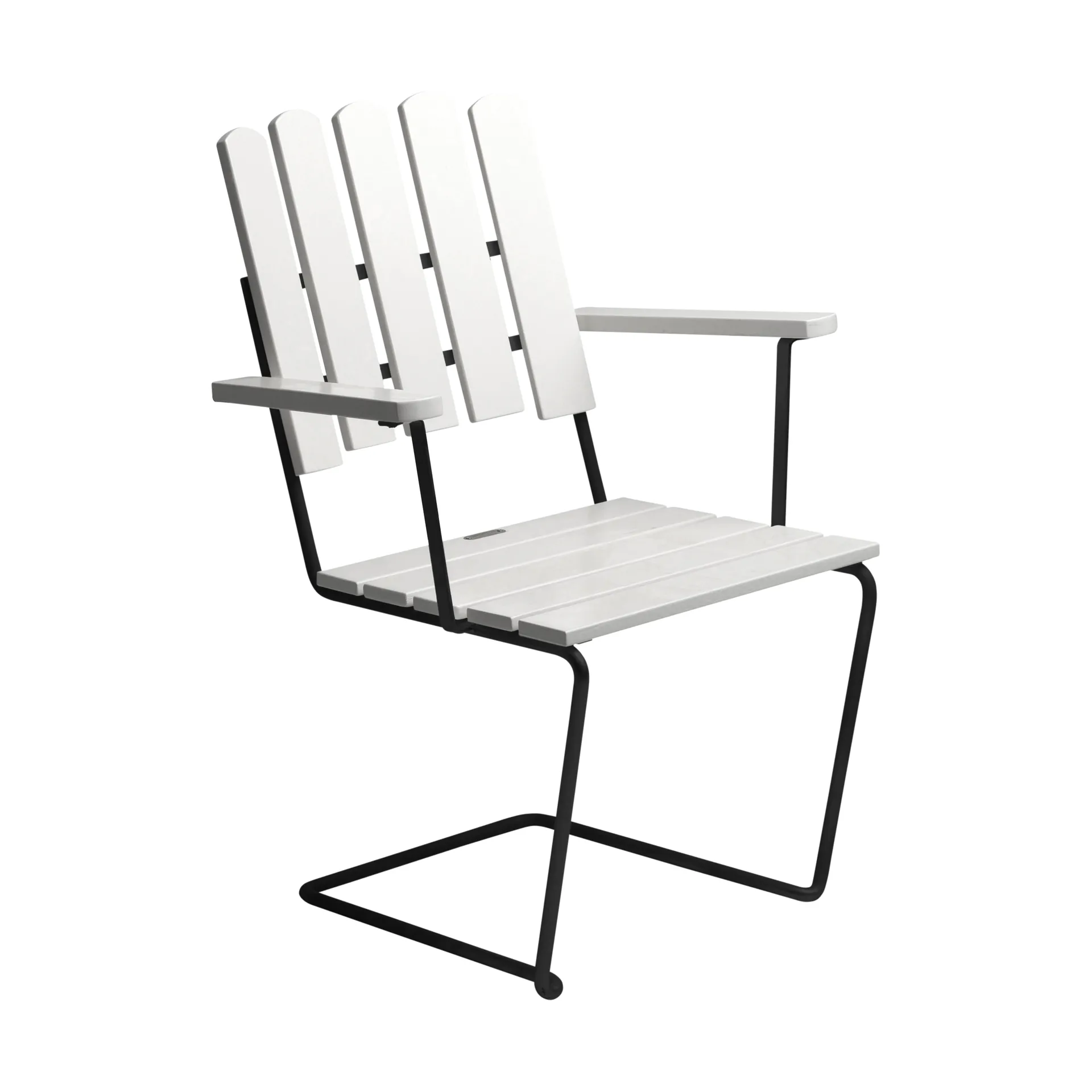 A2 armchair, White lacquered oak-black Grythyttan Stålmöbler