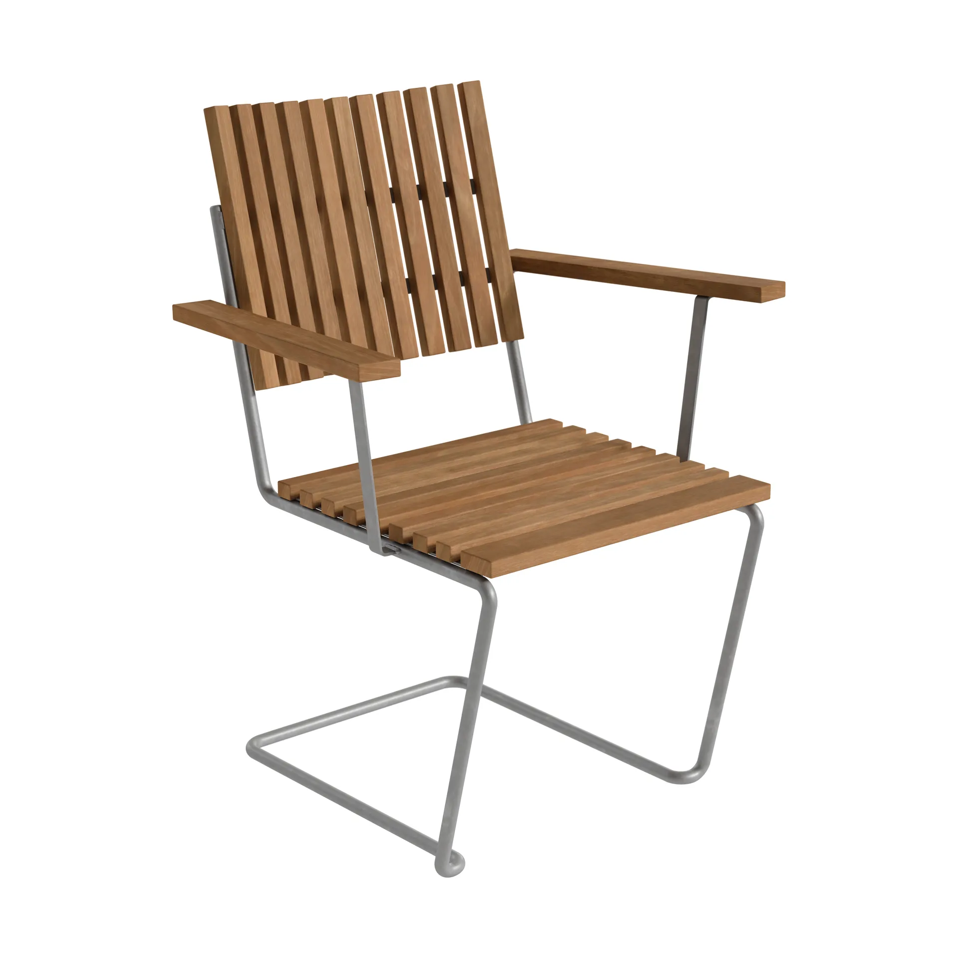Bovik armchair, Teak-warm galvanized frame Grythyttan Stålmöbler