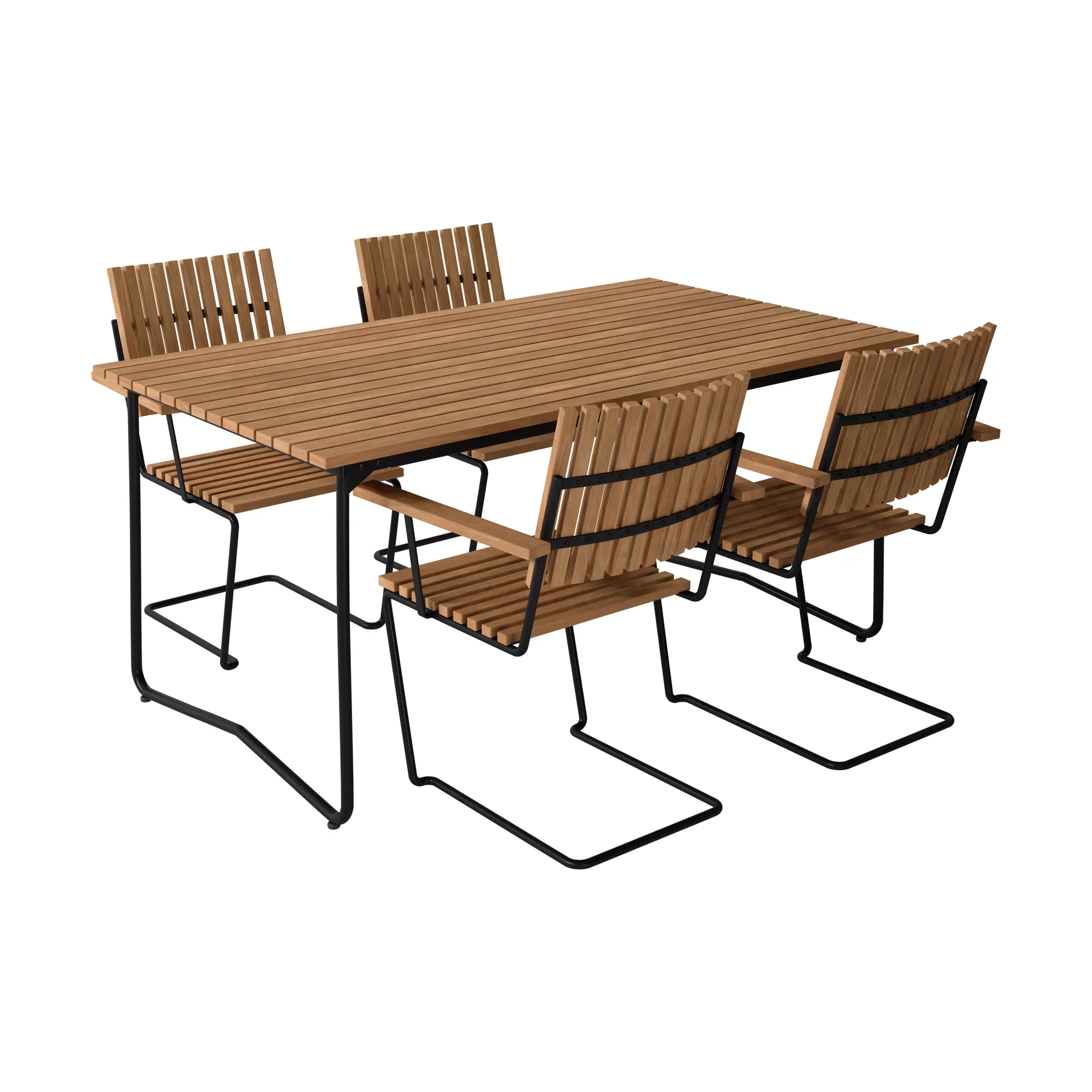 Bovik table + 4 chairs, teak-black,  Grythyttan Stålmöbler