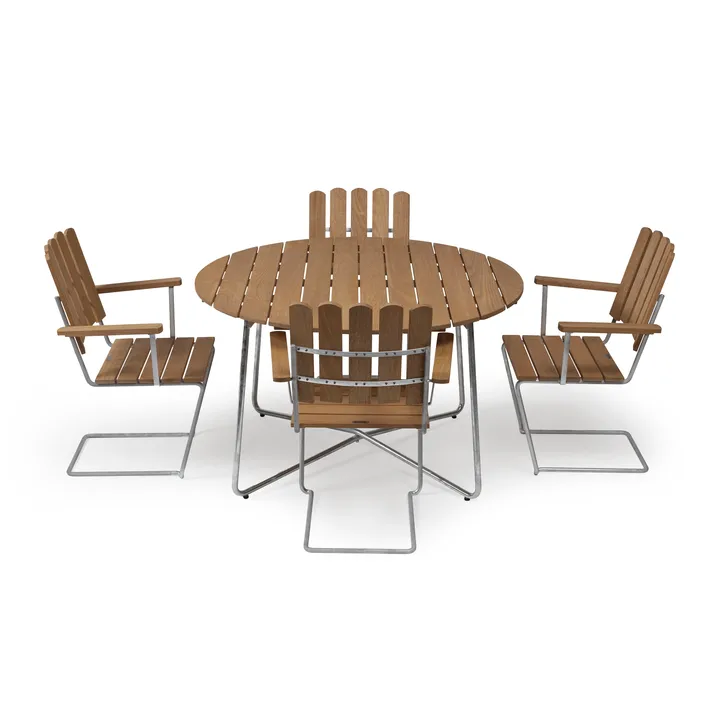 Grythyttan dining set ø120 cm - teak - Grythyttan Stålmöbler
