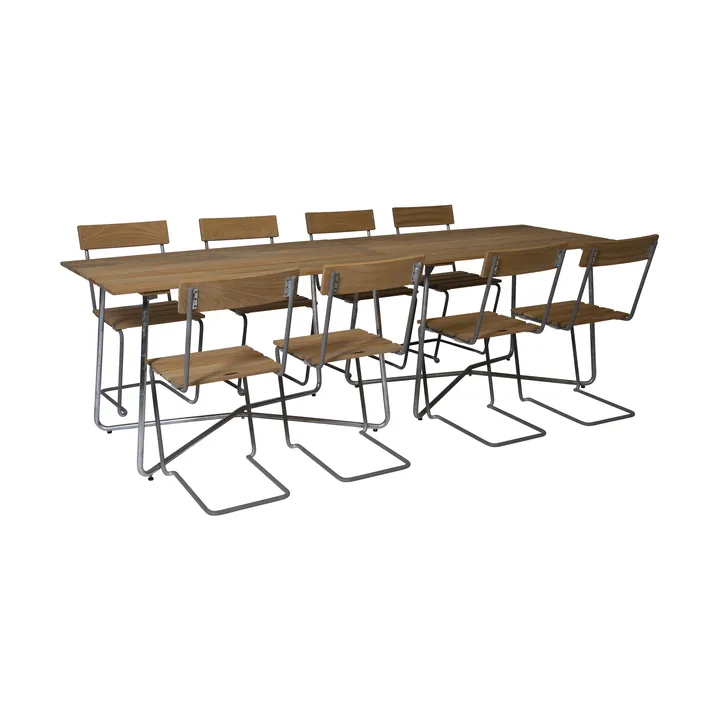 Grythyttan dining set 2pcs B25A + 8pcs Chair 1 oiled oak - Grythyttan Stålmöbler