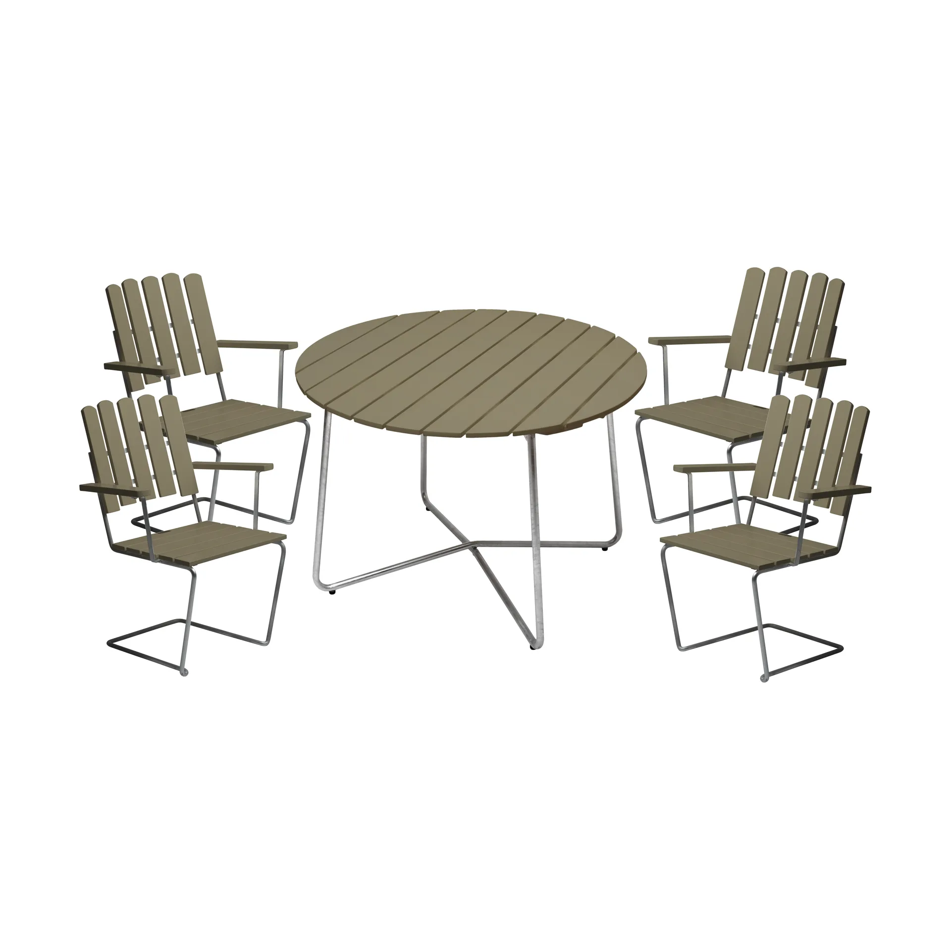 Grythyttan dining set 9A 100 + 4pcs A2 light green,  Grythyttan Stålmöbler
