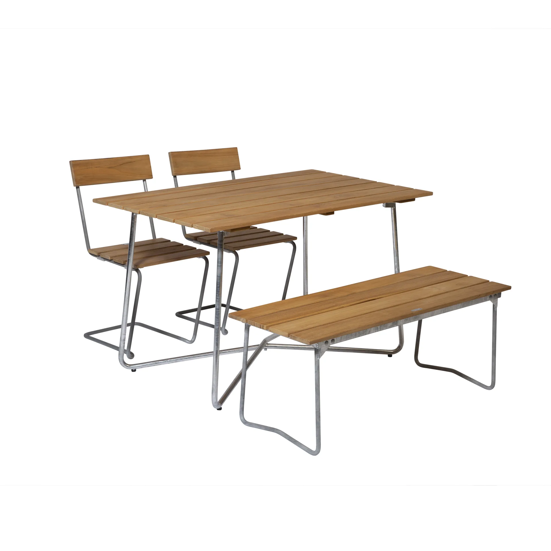 Grythyttan dining set B25A + 2 pcs Chair 1 + Bench 8 teak,  Grythyttan Stålmöbler