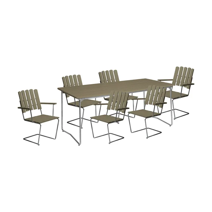 Grythyttan dining set B31 170 + 6 pcs A2 light green - Grythyttan Stålmöbler