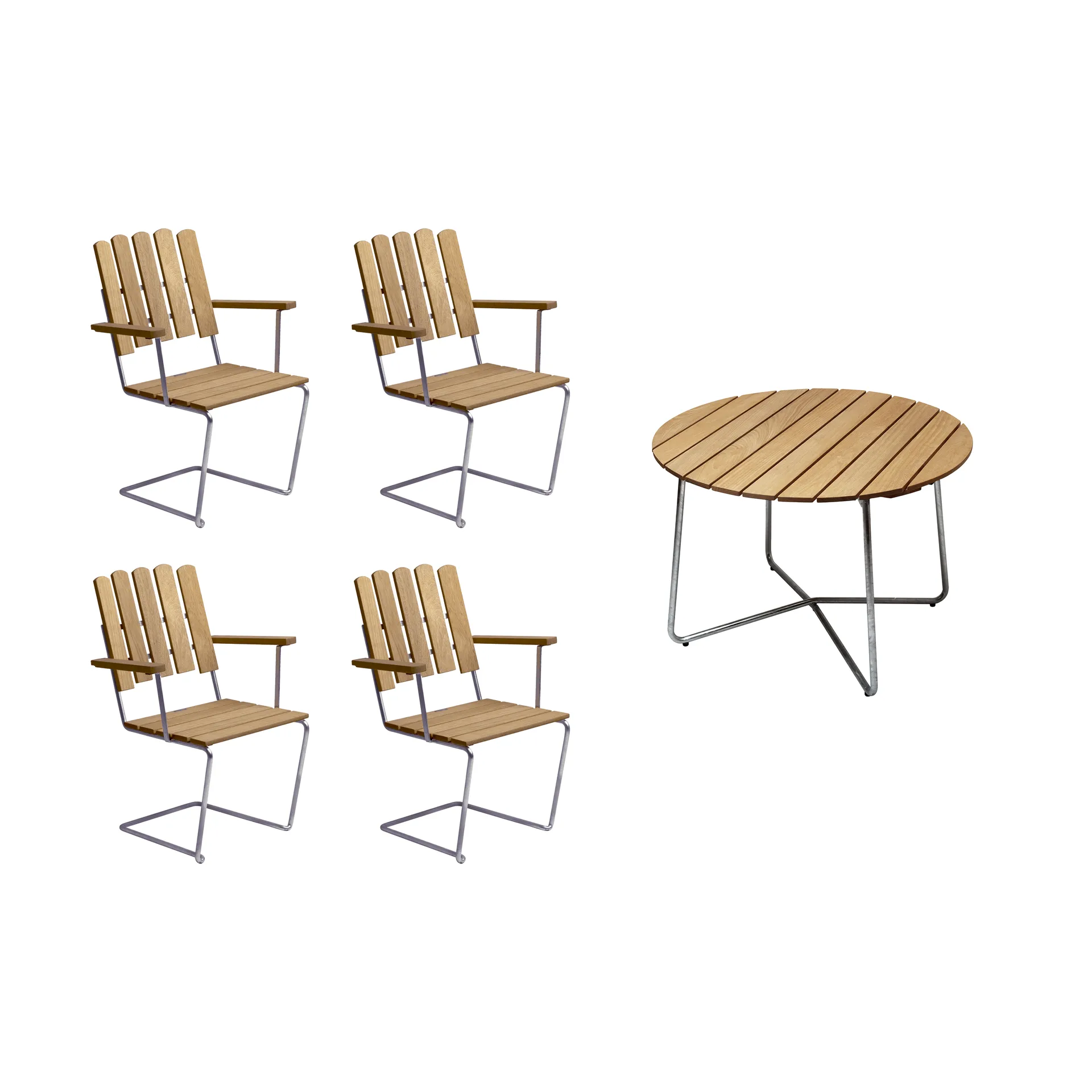 Grythyttan dining set oak 9A Ø100cm + 4pcs A2,  Grythyttan Stålmöbler