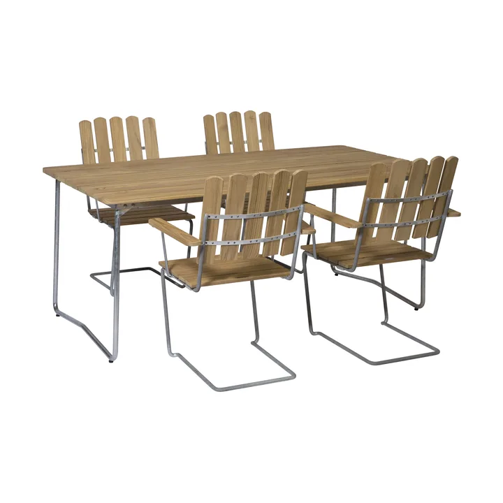 Grythyttan dining set oak B31 170cm + 4pcs A2 - Grythyttan Stålmöbler