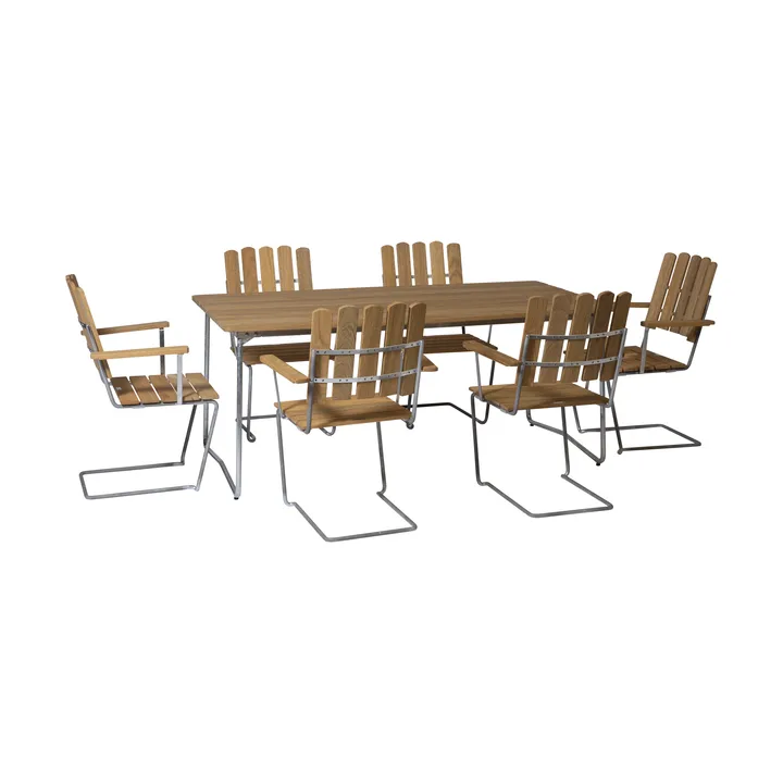 Grythyttan dining set oak B31 170cm + 6pcs A2 - Grythyttan Stålmöbler