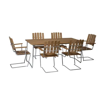Grythyttan dining set teak B31 170cm + 6pcs A2 - Grythyttan Stålmöbler