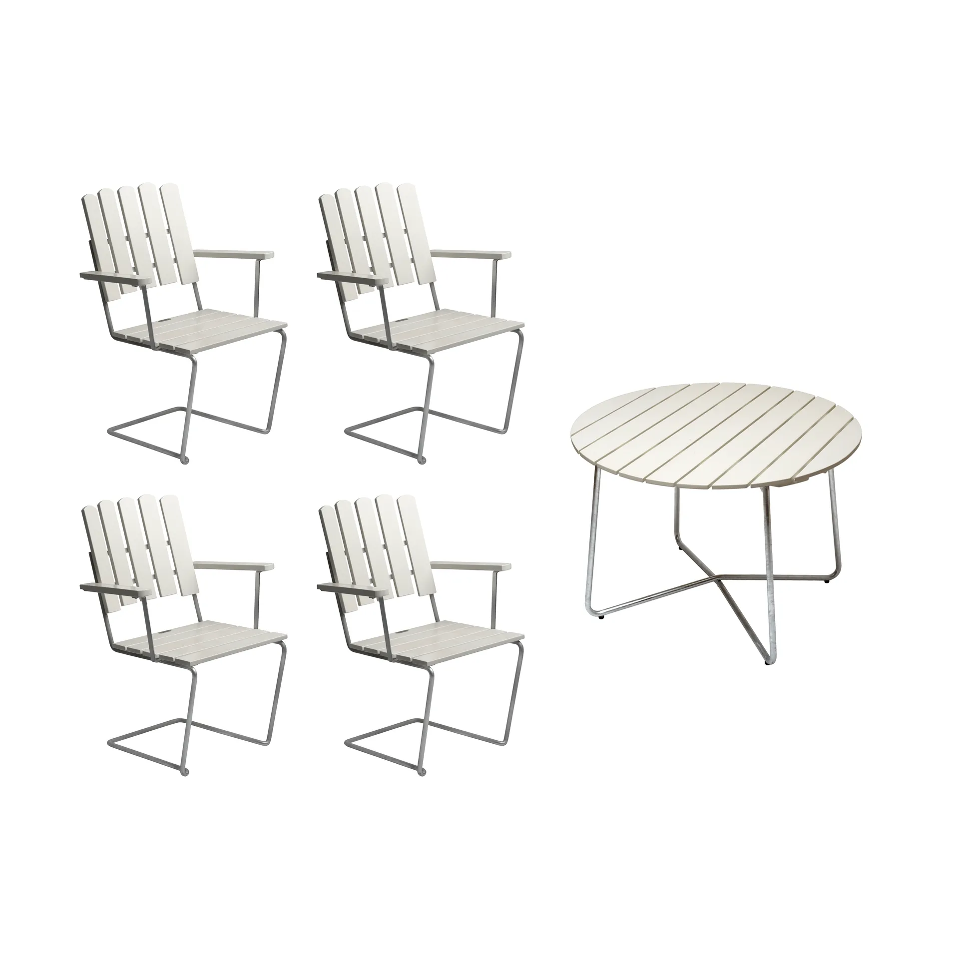 Grythyttan dining set white 9A Ø100cm + 4pcs A2,  Grythyttan Stålmöbler